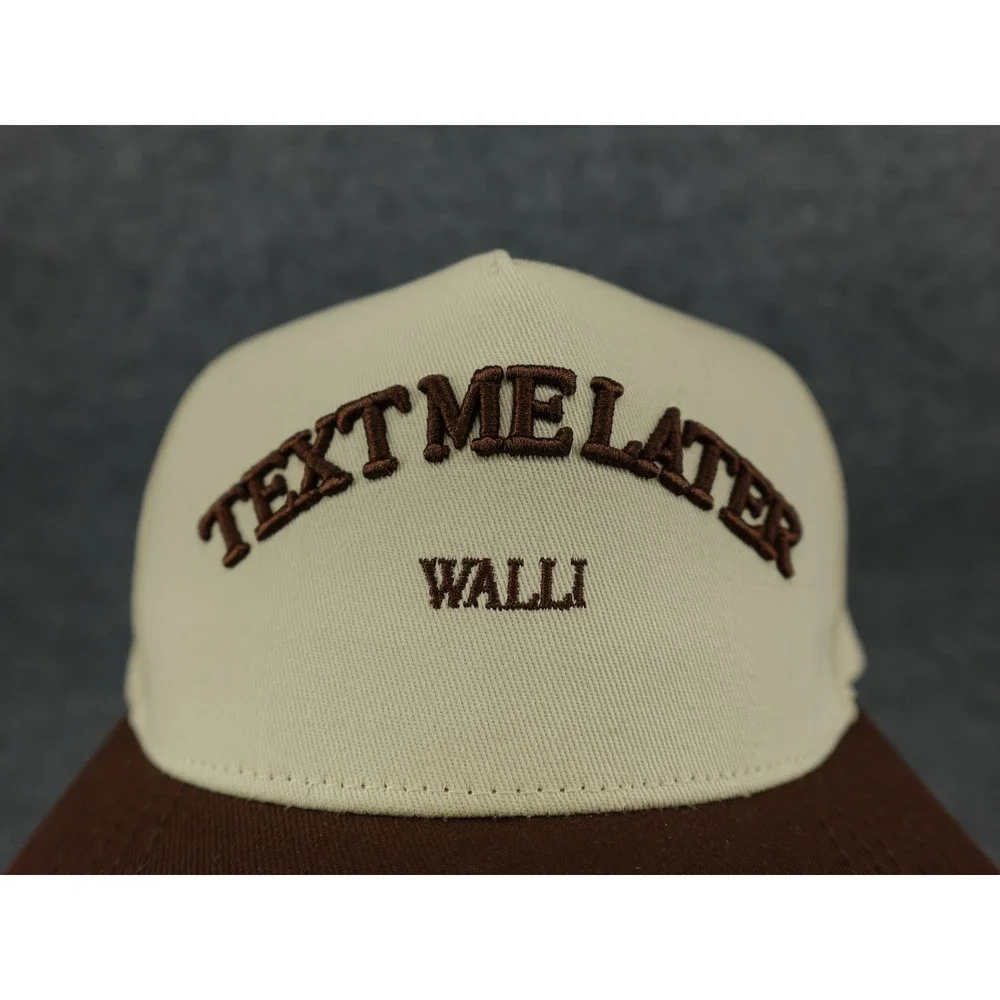 Walli Text Me Later Snapback Hat Unisex OSFM Cream Brown Excellent‎ Streetwear